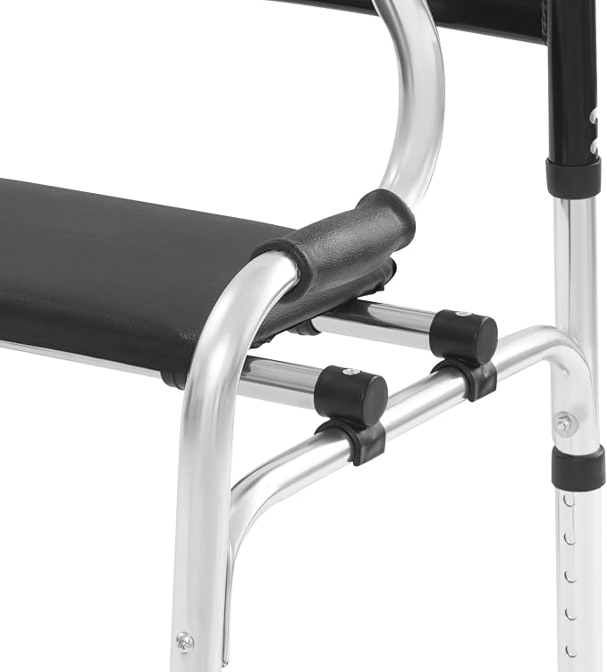 Folding Walker on Wheels with Removable Seat, 3-in-1 Stand-Assist Folding Walkers, Adjustable Height Walking Mobility Aid Toilet Handrail for Elderly Handicapped Disabled
