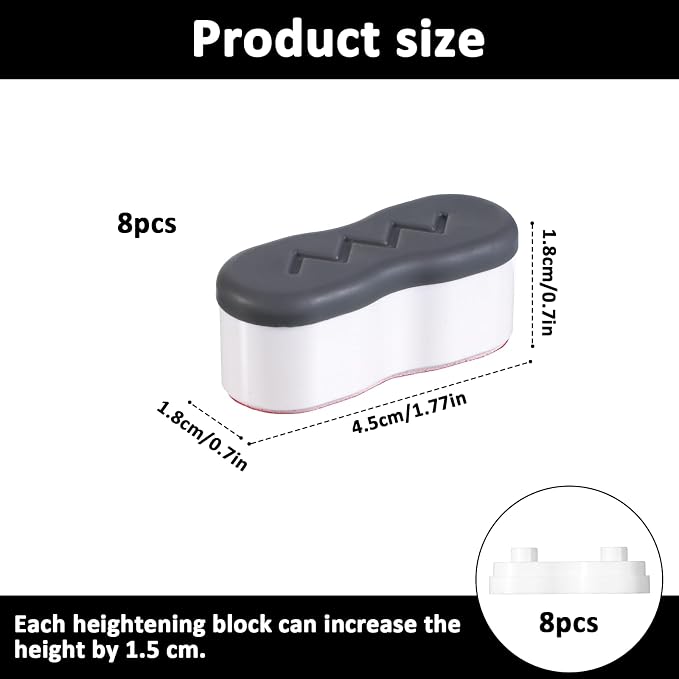 8 Pcs Bidet Height-increasing Pads Toilet Seat Riser for Bidet Universal Toilet Lid Rubber Bumpers Self Adhesive Toilets Seats Buffer Adjustable Spacers with 2 Heights Adjustment