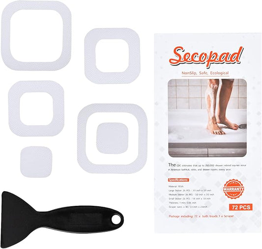 Non-Slip Bathtub Stickers, 36 PCS Safety Bathroom Tubs Showers Treads Adhesive Decals Scraper (Clear)