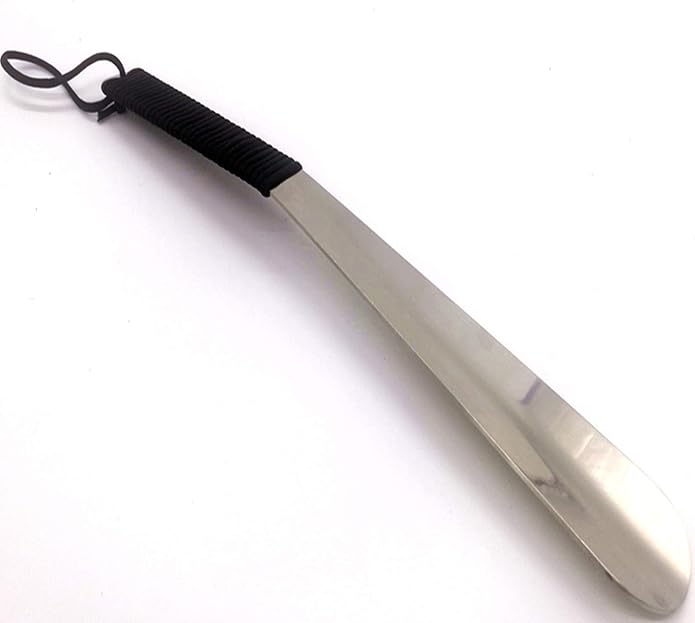 15''Long Shoe Horn,Long Handle Shoe Horn for seniors,Stainless Steel Shoe Horn,Long Shoehorn.(Black)