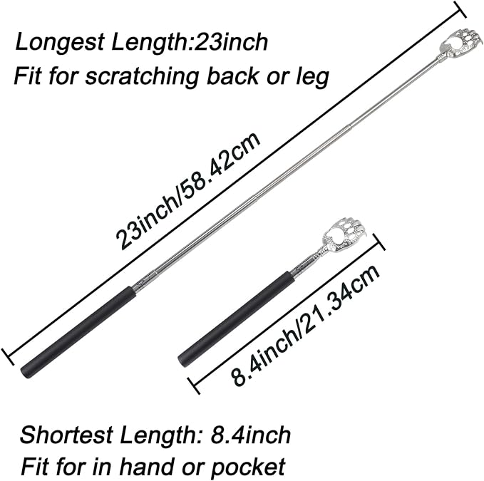 WOVTE Bear Claw Extendable Back Scratcher for Men Women | Premium Stainless Steel, Exquisite Packaging Box, Ideal Stocking Stuffers for Men Women Adults, Perfect Gifts for Men Women
