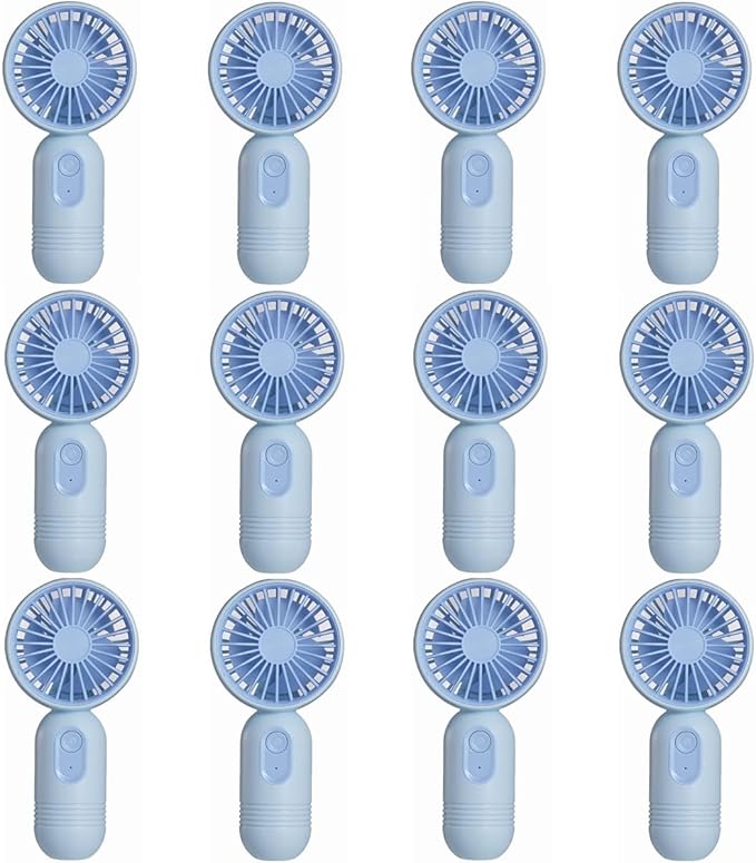 JODNO Mini Portable Fan 12 Pack, Cute Handheld Battery Operated Lightweight Small Personal Fans with 3 Speeds and USB Rechargeable Eyelash Fan for Women Men Office Outdoor Travel Camping