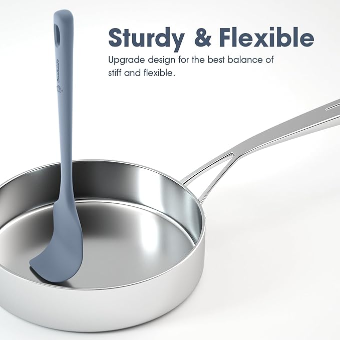 5 Pieces Silicone Spatula Set, Food Grade Rubber Spatula, Upgrade Strong Handle with Ergonomic Grip, Heat Resistant Up to 600°F for Nonstick Cookware, Cooking