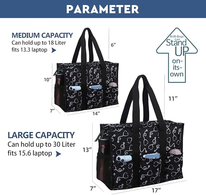 ABAMERICA Nurse Bags for Work Nursing Bag Multiple Pockets Waterproof Organizing Zip Top Clinical Bag for Nursing Students