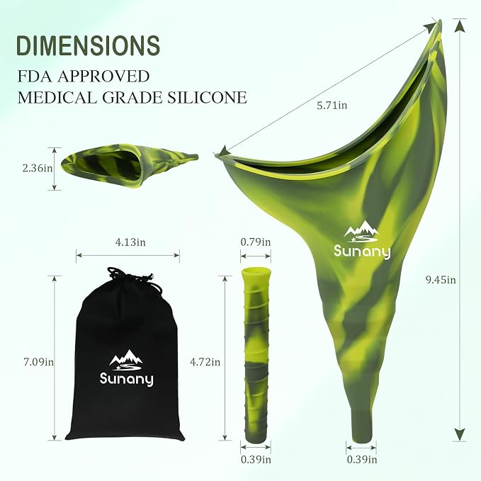 Female Urination Device, Reusable Female Urinal Silicone Women Pee Funnel | Women to Pee Standing Up, The Perfect Companion for Camping,Travel travel outdoor, folds compact, easy rinse