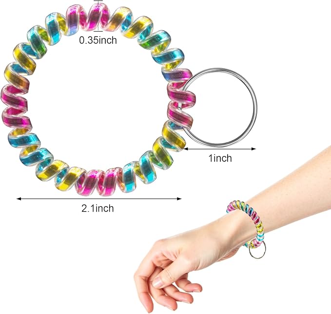 Spiral Coil Keychain, Anti-lost Key Chain Holder Lanyard Cord for Sauna Outdoor Sports and Gym Pool
