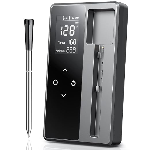 Wireless Meat Thermometer Digital, Smart Bluetooth Instant Read, Grey | Cooking, Grilling, BBQ, Air Fryer, Smoker, Candy, Kitchen Gadgets, BBQ Essentials