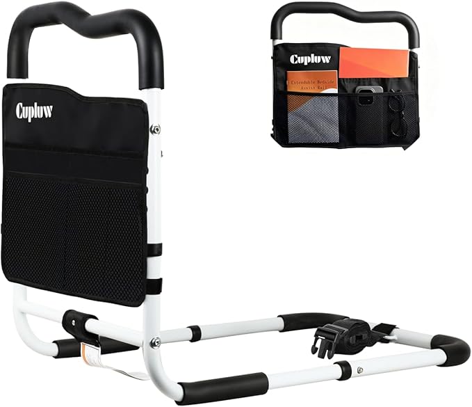 Cupluw Bed Rails for Elderly Adults Safety, Upgraded Extra Wide 16'', 16 CFR Part 1270 Approved Adjustable Bed Cane, Bed Assist Rail Load 350lb, Ergonomic Non-Slip Handle for King/Queen/Full/Twin Bed