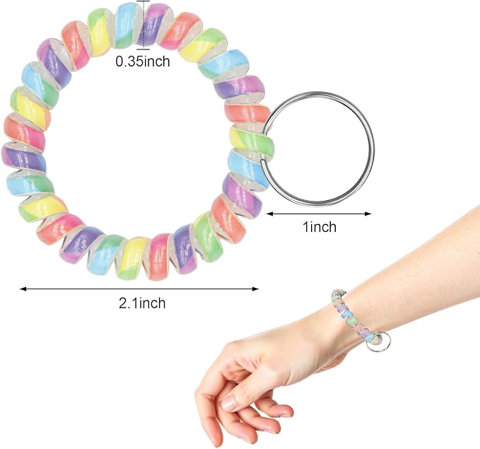 Spiral Coil Keychain, Anti-lost Key Chain Holder Lanyard Cord for Sauna Outdoor Sports and Gym Pool