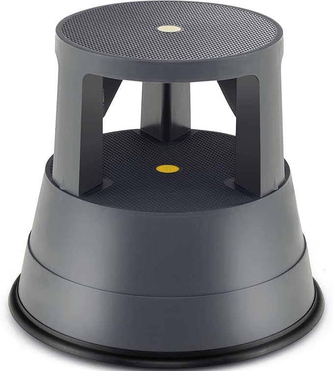 Giantex Rolling Step Stool, Library Stool w/Non-Slip Platform, Thick Rubber Ring, Outdoor Indoor Portable Round Step Stools with Wheels for Adults, Seniors, Kids, Max Load 330 lbs