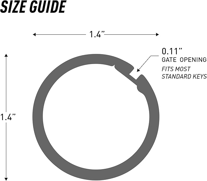 Nite IZE O-Series Gated Key Ring, Stainless Steel Split Ring Alternative, 2 Pack