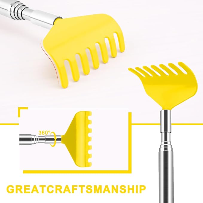 6 Pack Back Scratcher, Stocking Stuffers for Women Men Teen Girls | Prizes for Adults, Birthday Bulk Christmas Gift, Mothers Fathers Day Dad Gifts, Easter Basket Stuffers (Yellow)