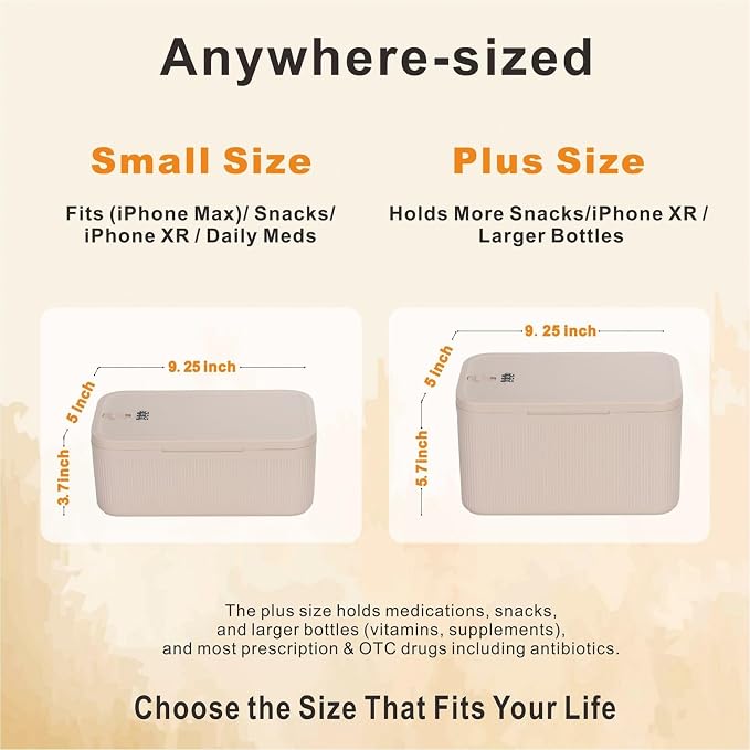 Lockable Storage Box,Medicine Lock Box Travel Case,Refrigerator Bin Container for Food,Medicines,Snacks,Locking Mobile Cell Phone Device Jail,Lockbox for Office,Home,School,Father Gift (Cream Plus)
