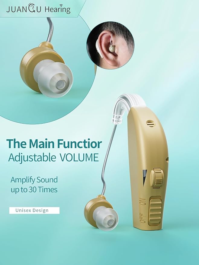 Hearing Aids for Seniors Rechargeable Invisible Behind The Ear Design with 20H Battery DSP Noise Reduction OTC Hearing Aids for Mild to Moderate Hearing Loss Easy Volume Control Not Amplifiers