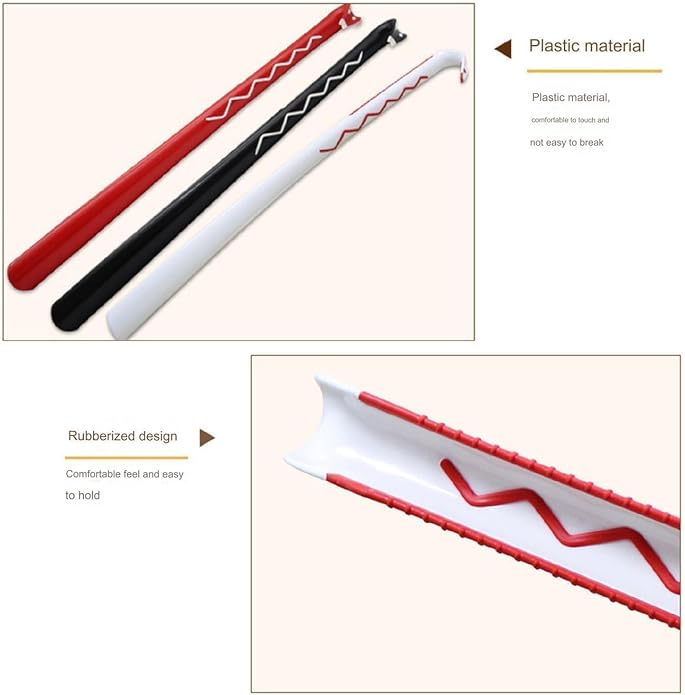 Long Handled Plastic Shoe Horn, 60cm / 23.7in, Unisex All Ages Use | Long Handle, For Taking Boots On and Off, Comfort Grip