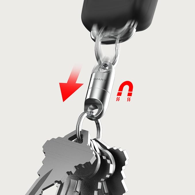 KeySmart MagConnect Magnetic Key Holder for Purse, Key Chains for Car Keys - Detachable Key Ring Quick Release Keychain