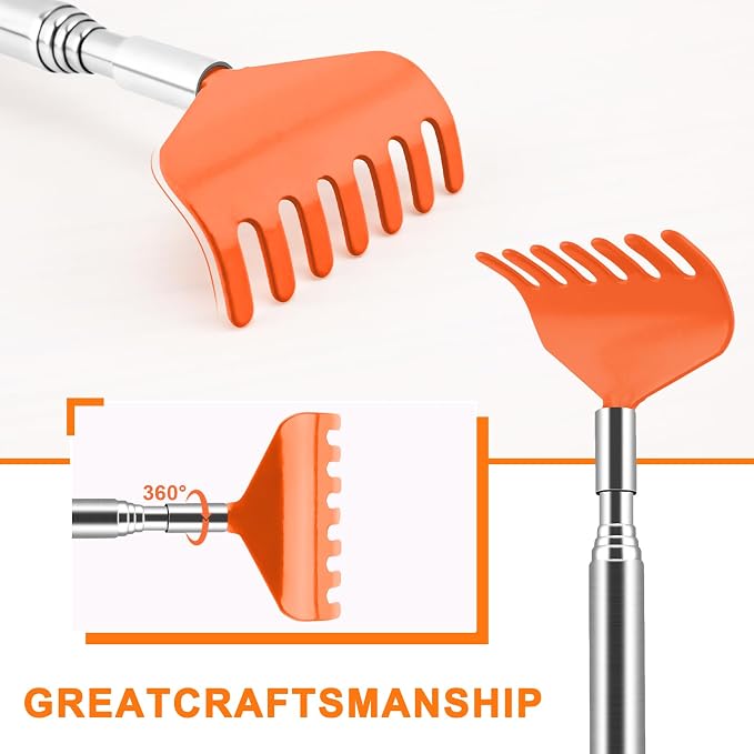 6 Pack Back Scratcher, Stocking Stuffers for Women Men Teen Girls | Prizes for Adults, Birthday Gag Bulk Small Christmas Gift, Mothers Fathers Day Dad Gifts, Easter Basket Stuffers (Orange)