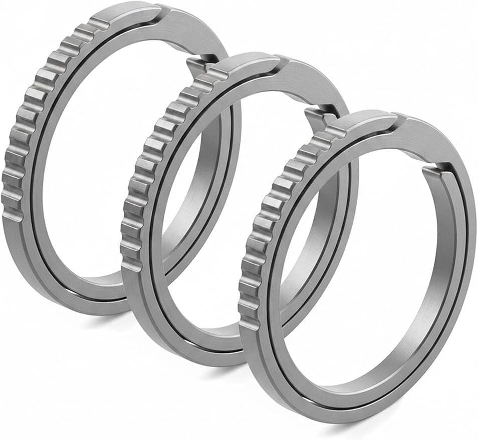 Titanium Key Rings Heavy Duty Easy Open Split Key Chain Rings | Side Push, No Nail Damage, Hypoallergenic, Anti-Slip Ultra Lightweight EDC Bulk Keyrings for Car Key Fob, Gift for Men Women