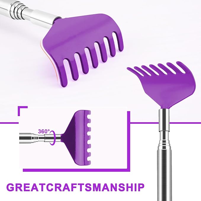 6 Pack Back Scratcher, Stocking Stuffers for Women Men Teen Girls | Prizes for Adults, Birthday Gag Bulk Small Christmas Gift, Mothers Fathers Day Dad Gifts, Easter Basket Stuffers (Purple)