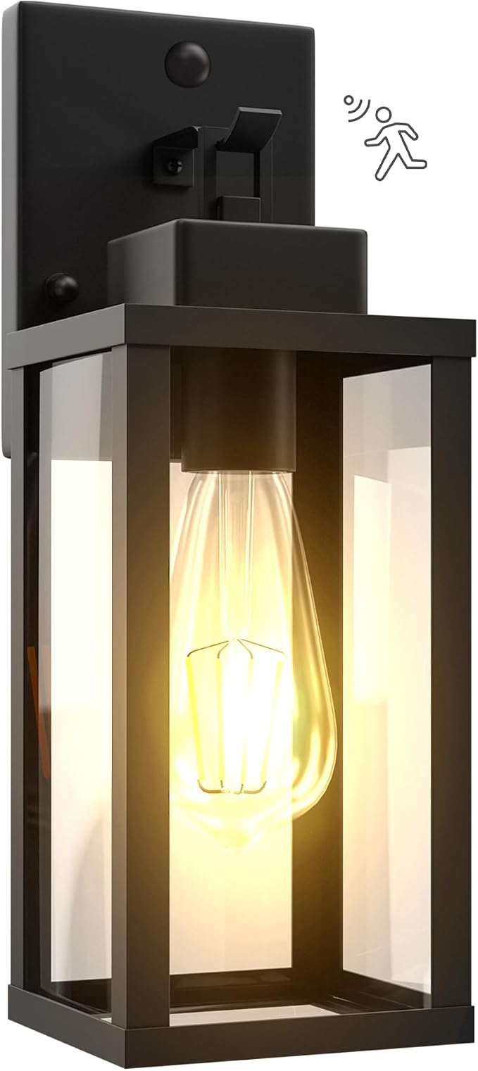 14.6 Inch Motion Sensor Dawn to Dusk Outdoor Sensor Light Fixture Anti-Rust Exterior Wall Lighting Waterproof Outdoor Wall Lantern for Porch Patio Front Door Garage
