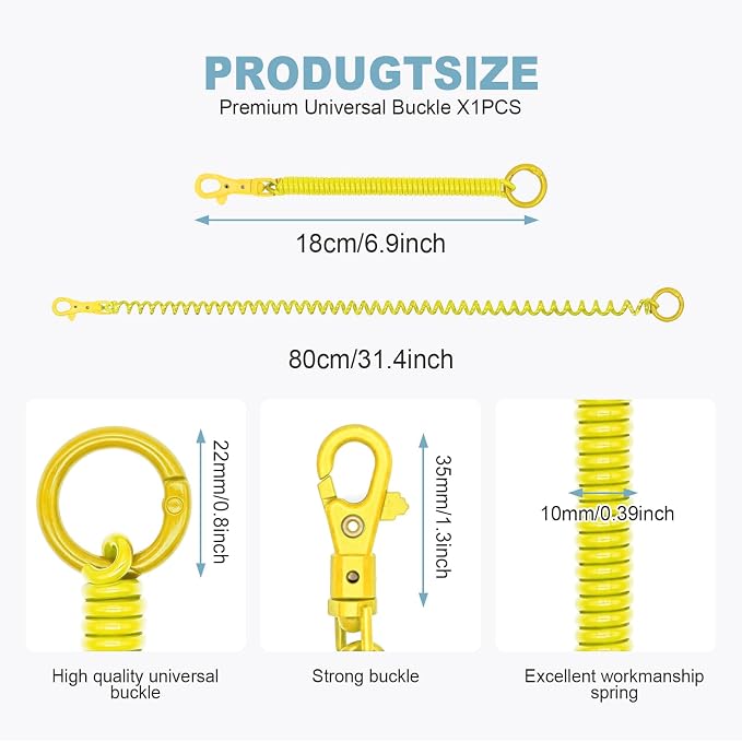 Spiral Coil Spring Keychain, Anti-lost Key Chain Holder Lanyard Cord with Lobster Clasp