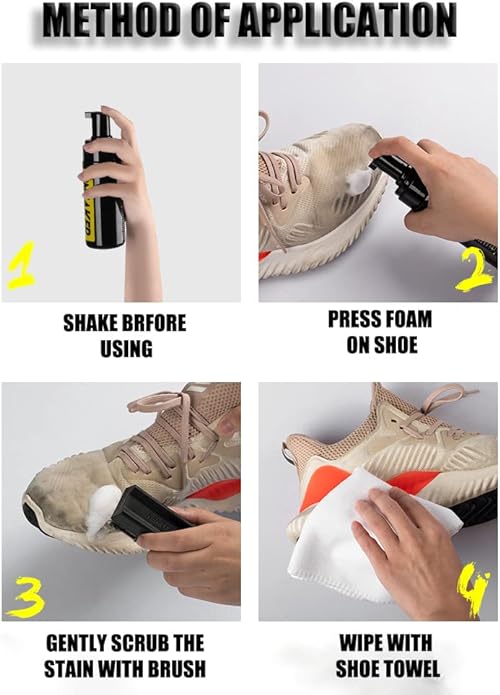 COZGO Shoe Cleaner Kit for Sneaker, Water-Free Foam Sneaker Cleaner 5.3Oz with Shoe Brush and Shoe Cloth,Work on Most Shoes