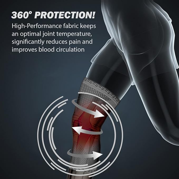 Powerlix Knee Brace with Support and Pad for Pain Relief, Medical Knee Support, Compression Knee Sleeve for for Men & Women Knee Support for Running, Basketball, Volleyball