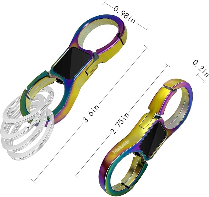 Idakekiy Key Chain Quick Release Spring with 4 Key Rings Heavy Duty Car Keychain Organizer for Men and Women