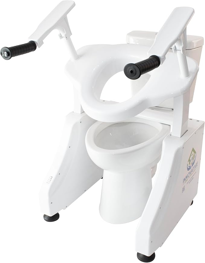 EaseLift Powered Toilet Lift with Handles Electric Height Adjustable Elevated Seat Riser Elderly, Seniors, Injured 440lbs Rechargeable Battery Incl Safe Certified Easy Assembly | HSA&FSA