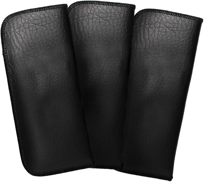 Calabria Slim Eye Glasses Case with Clip Soft PU Leather Black (3Pack) Men Women Eyeglass Pouch Slip-In Eyewear Sunglasses Bag