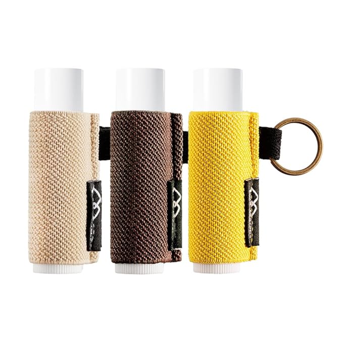 WK IEASON Lip Balm Holder Keychain, Small Christmas Gifts Stocking Stuffers for Teen Girls Women, 3PCS Clip on Lip Gloss Holder Compatible With Chapstick, Burt's Bees Sleeves Elastic Lipstick Holder