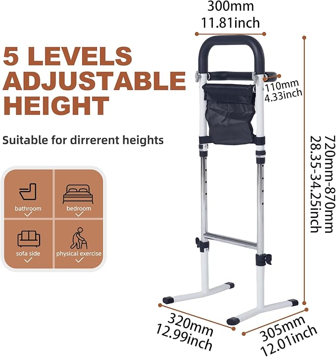 Stand Assist(White)-Mobility Standing Aid Rail for Couch, Chair, Bedside, Toilet. Assistance Handle for People with Limited Mobility. Safety Grab Bar for Standing, Walking, Up and Down The Stairs