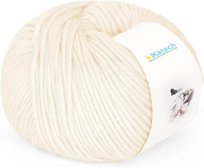 Katech Cotton Acrylic Blend Yarn for Crocheting-Crochet Yarn Set (Beige | 55% Cotton 45% Acrylic#3 DK (Light)-Super Soft Milk Cotton Yarn-Great Crochet and Knitting Starter Kit for Colorful Craft