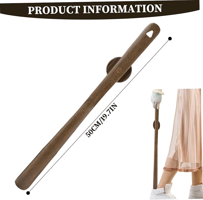 Shoe Horn Long Handle for Seniors, Shoe Horn Long Handle, 20in Magnetic Mount Wooden Shoehorn Without Bending Helper for Seniors, Women, Men, Kids, Shoehorn -