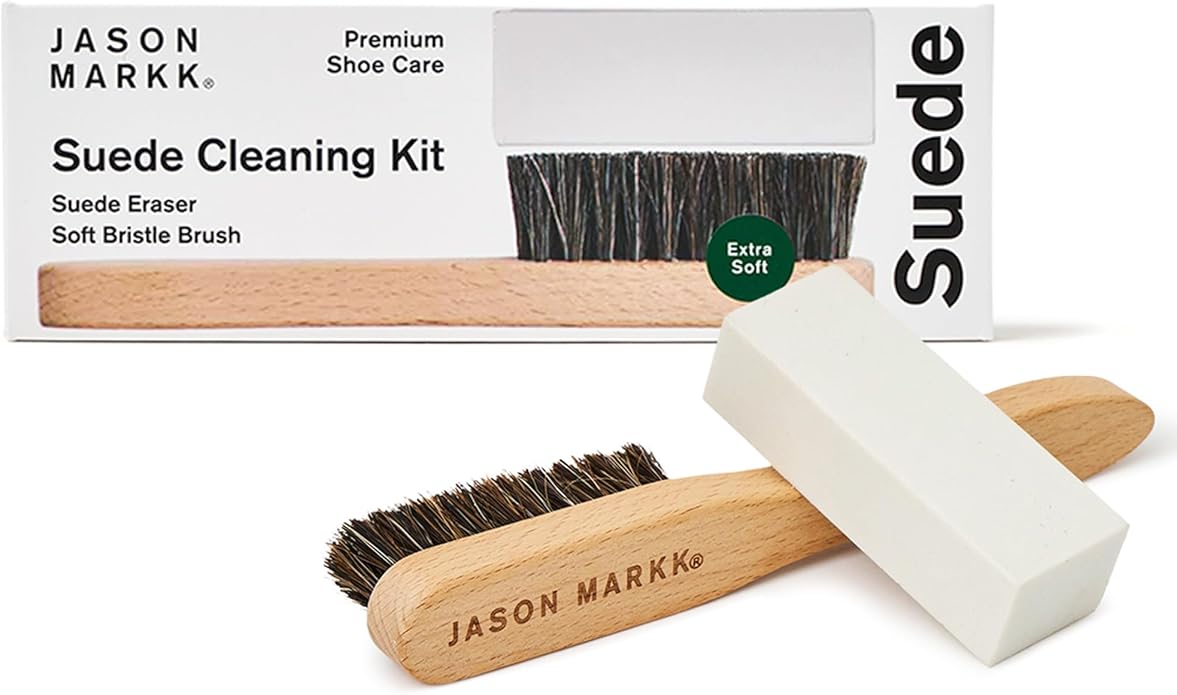 Jason Markk Suede Cleaning Kit, Shoe Cleaner, 2-Piece Set, Brush & Stain Eraser, Sneaker Care, Ideal for Footwear, Safe for Leather, Suede, Nubuck, Cotton, Knits