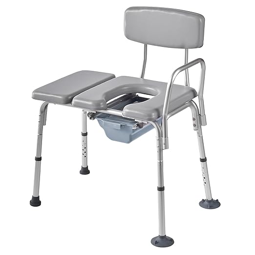VEVOR Bedside Commode Chair, 500 lbs Load Capacity, 4-in-1 Portable Toilet and Raised Toilet Seat with Detachable 5L Bucket, Padded Seat and Backrest, Adjustable Height Adult Potty Chair for Seniors