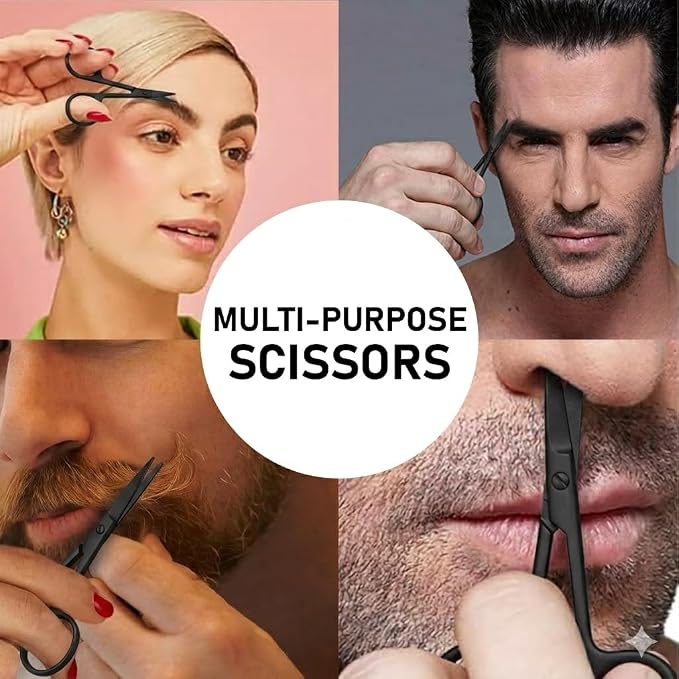 Nose Hair Scissors for Men & Women with Pouch Rounded Tip Scissor Blunt Nose Scissors Round Tip Scissor for Grooming Men Small Scissor for Nose Hair