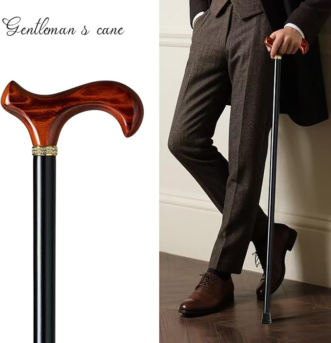 GUYUE Handcrafted Wooden Cane for Men & Women,Gentleman's Walking Sticks, Ergonomic Senior Canes, Natural Solid Wood Luxury Cane, Perfect for Gift-Giving