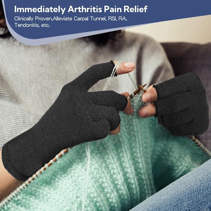 Arthritis Gloves for Women for Pain, Men and Women Fingerless Compression Wrap for Hand Pain and Osteoarthritis Compression Gloves Women,S,Black