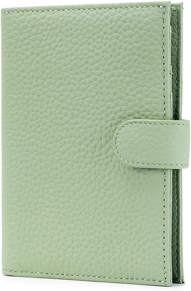 Leather RFID Passport Holder for Travel Women with Gift Box | Slim Passport Wallet with 1 Passport Slot & 3 Card Slots, Zipper Coin Pocket & Gift Box – Passport Cover Case (Light Green)