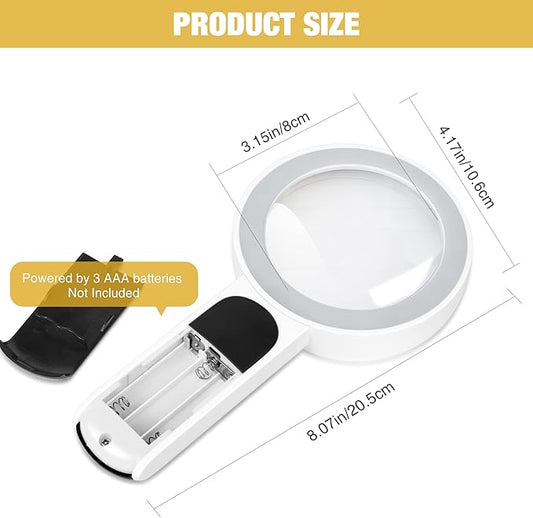 Magnifying Glass with Light, High Magnification Handheld Large Magnifying Glass 18LED Cold and Warm Light with 3 Modes, Illuminated Lighted Magnifier for Seniors Reading, Coins, Jewelry, Exploring