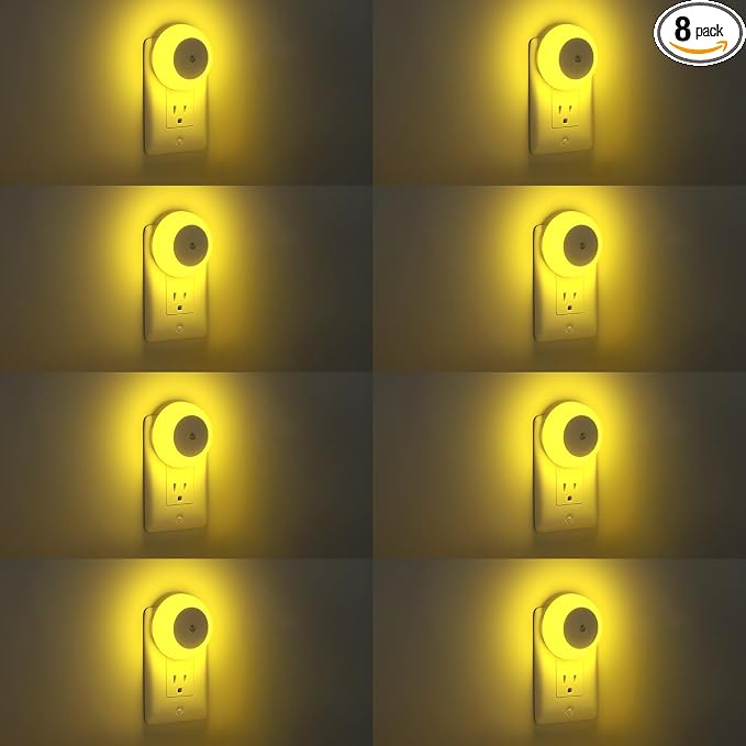 fesnne Night Light, Night Lights Plug into Wall, Dusk to Dawn Sensor, Amber Led Night Light 0.5W, 8 Pack Nightlight for Adults, Bedroom, Bathroom, Hallway, Kitchen