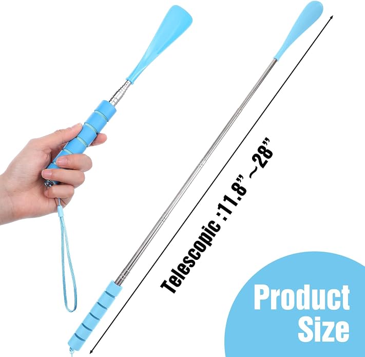 Ymapinc 2 Pack Shoe Horn Long Handle, Metal Telescopic Foldable Shoehorn | Retractable Extended Boot Horn for Cowboy Boots, Travel Shoe Helper for Seniors/Pregnant Women