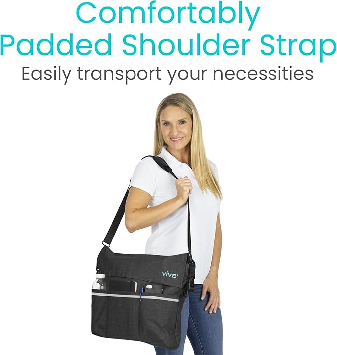 Vive XL Wheelchair Accessories Bag - Waterproof, Scratch-Resistant, Double-Stitched, Machine Washable for Adults, Seniors, 15 Colors - Storage Walker Backpack to Hang on Back