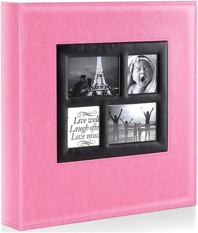 Ywlake Photo Album 4x6 600 Pockets Photos, Extra Large Capacity Family Wedding Picture Albums Holds 600 Horizontal and Vertical Photos Pink