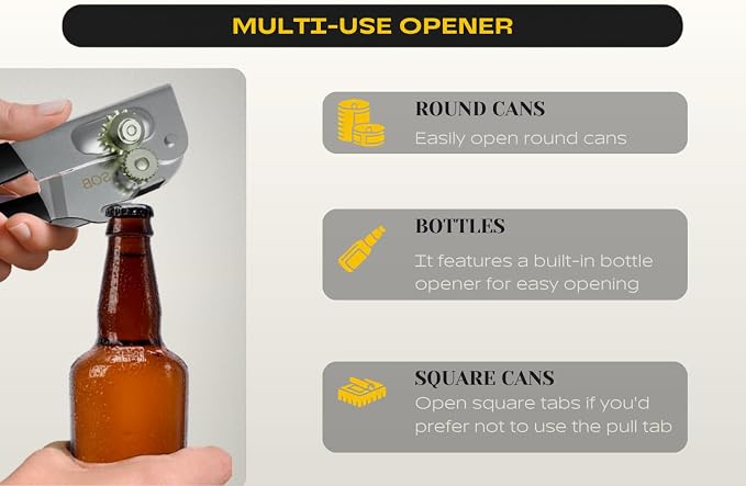 Heavy Duty Can Opener with Magnet – Commercial Can Opener Manual for Seniors & Arthritis - Hand Held, Folding Knob, Smooth Edge, Works on #10 Cans, for Restaurants