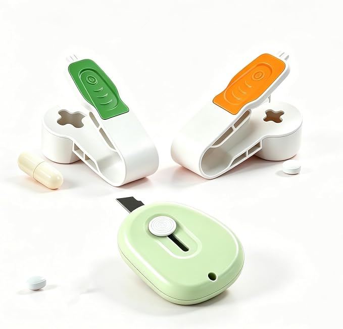 Portable Pill Popper Pill Taker Tool, 2nd Gen, 2-Size Opener w Storage No-Touch Extractor for Arthritis Seniors Travel