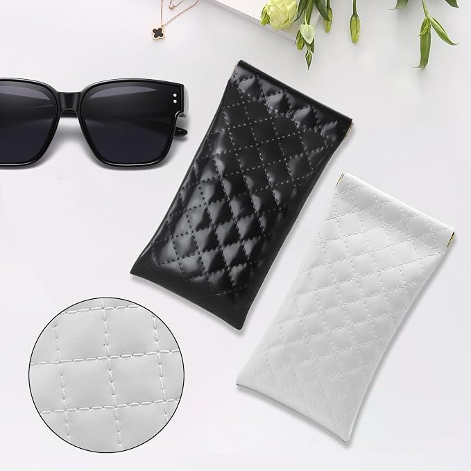 ZACI Leather Eyeglass Cases Portable Sunglasses Cases Squeeze Top PU Glasses Pouch Travel Soft Trinket Organizer Bags