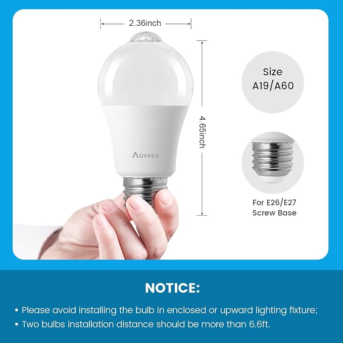 Motion Sensor Light Bulbs, Dusk to Dawn, 13W 100W Equivalent, Movement Activated Security LED Bulb, 2700K Warm White, for Outdoor Indoor, Porch Garage Basement Hallway Closet, 4 Pack