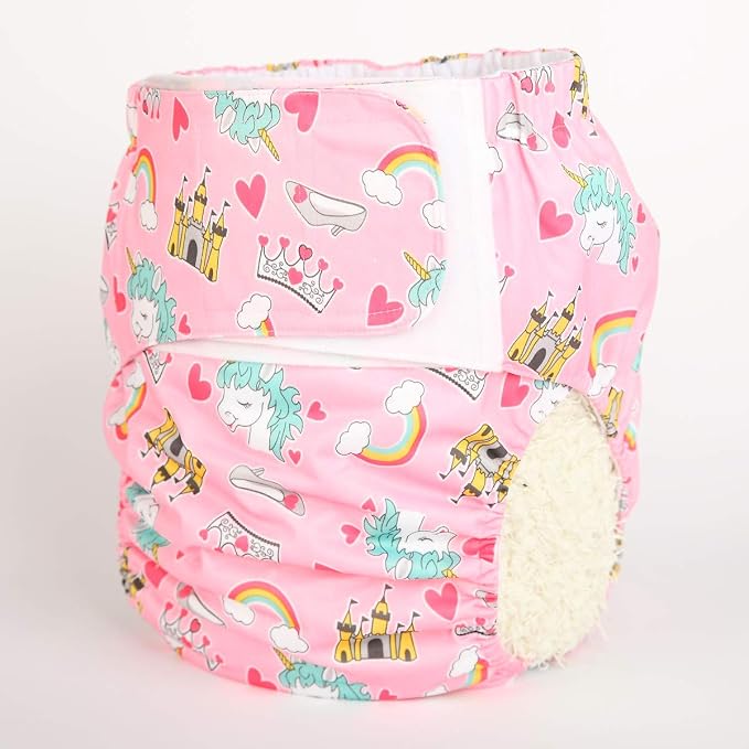 Adult Cloth Diaper Reusable Washable for Disability Hook and Loop (Pink Heart (Large 26in to 50in))